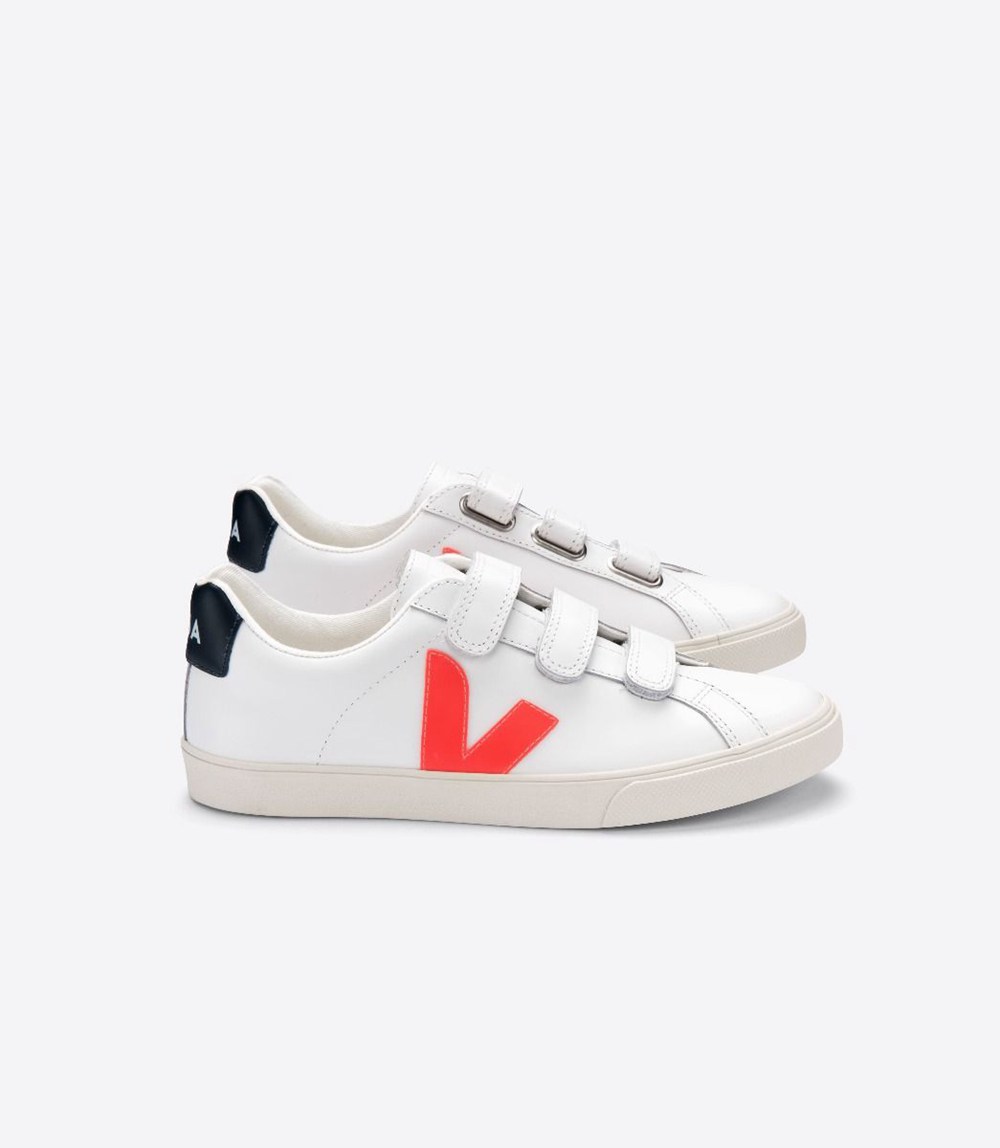 Veja Sneakers Mens - 3-lock Leathe - White/Orange - 0894LNAKQ